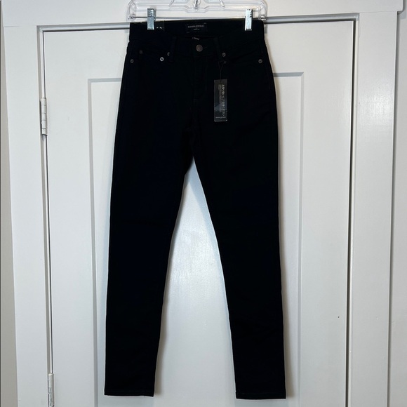 Banana Republic skinny mid rise Women's black Jeans size 0/25 NWT! - Picture 2 of 14